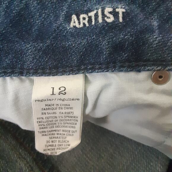 American Eagle Womens Jeans Sz 12 Reg Artist Stretch Low Rise Distressed Cropped - Picture 6 of 12